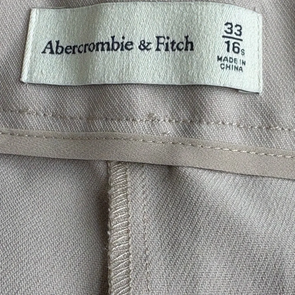 Abercrombie Sloane Tailored Wide Leg Pants 16 Short Light Beige Office High Rise - Picture 10 of 11
